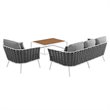 Modway Stance 3-Piece Aluminum & Fabric Patio Sofa Set in White & Gray
