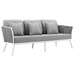 Modway Stance 3-Piece Aluminum & Fabric Patio Sofa Set in White & Gray