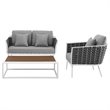 Modway Stance 3-Piece Aluminum & Fabric Patio Sofa Set in Gray & White