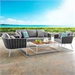 Modway Stance 4-Piece Aluminum & Fabric Patio Sofa Set in White & Gray