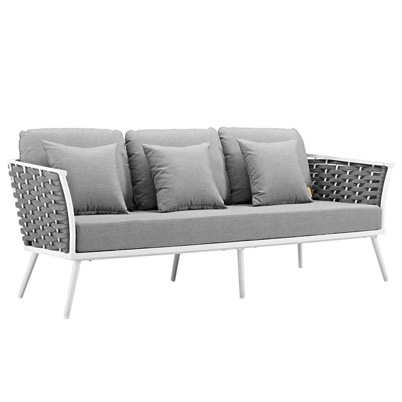 Modway Stance 4-Piece Aluminum & Fabric Patio Sofa Set in White & Gray