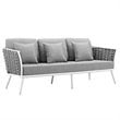 Modway Stance 4-Piece Aluminum & Fabric Patio Sofa Set in White & Gray
