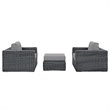 Modway Summon 3-Piece Aluminum and Rattan Patio Sectional Set in Canvas/Gray