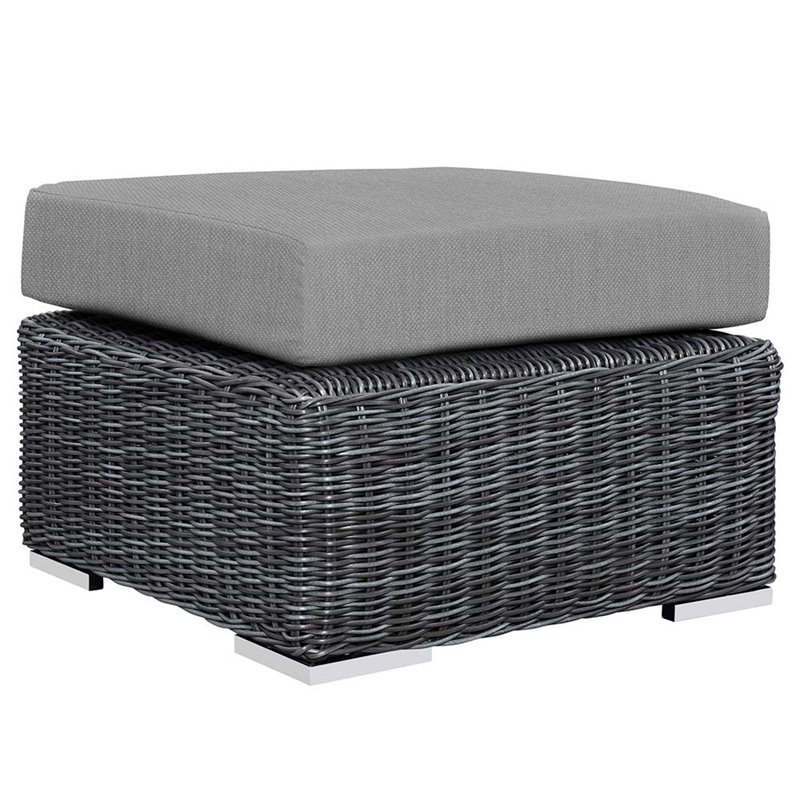 Modway Summon 3-Piece Aluminum and Rattan Patio Sectional Set in Canvas/Gray
