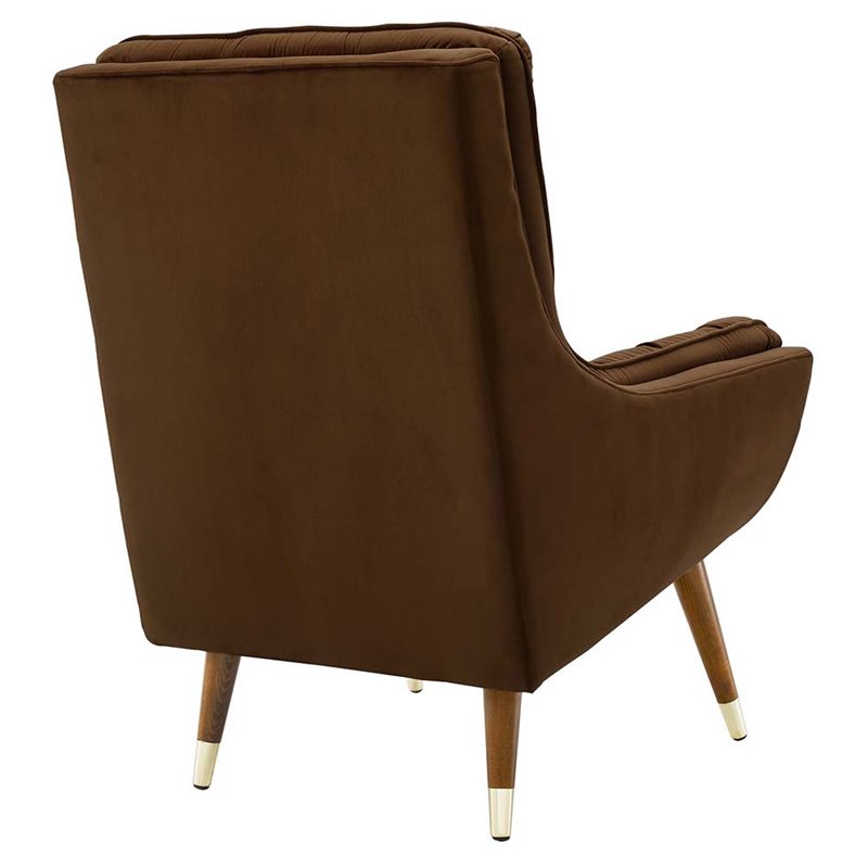 Modway Suggest Tufted Performance Velvet Lounge Chair in Brown