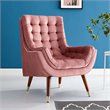 Modway Suggest Tufted Performance Velvet Lounge Chair in Dusty Rose