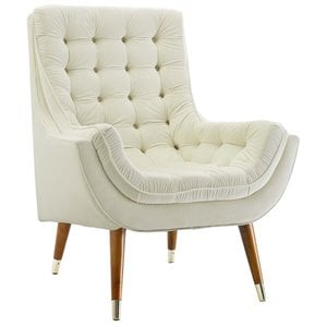 Modway Suggest Tufted Performance Velvet Lounge Chair in Ivory