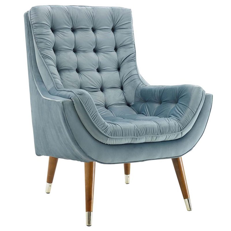 light blue tufted chair