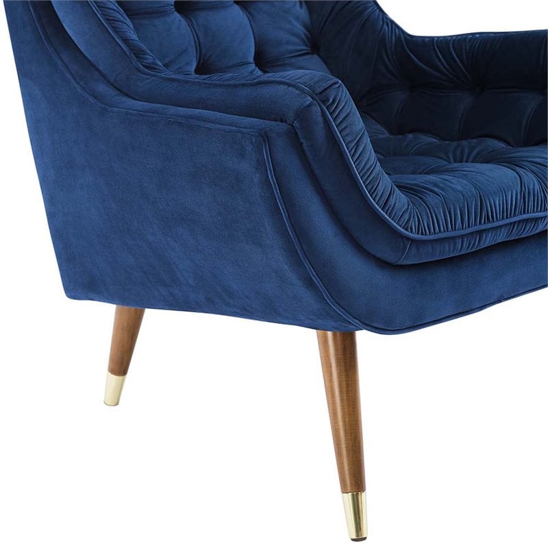 Modway Suggest Tufted Performance Velvet Lounge Chair in Navy
