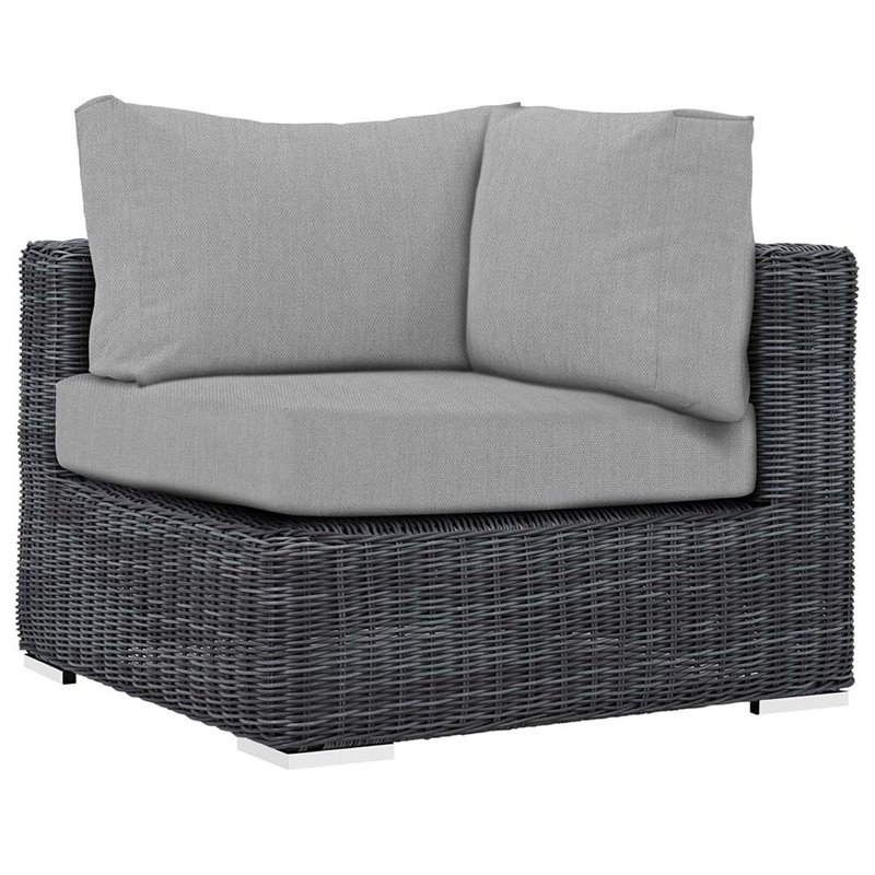 Modway Summon 10-Piece Aluminum and Rattan Patio Sectional Set in Canvas/Gray