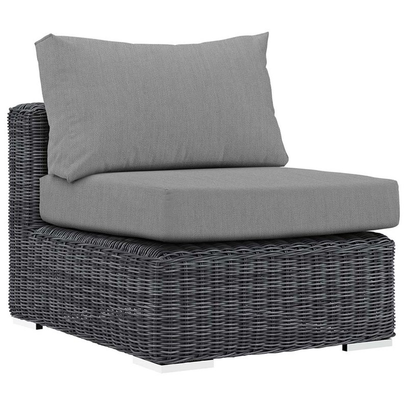 Modway Summon 10-Piece Aluminum and Rattan Patio Sectional Set in Canvas/Gray