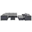Modway Summon 10-Piece Aluminum and Rattan Patio Sectional Set in Canvas/Gray