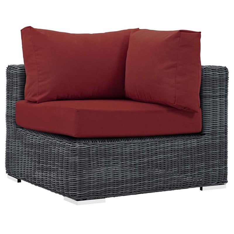 Modway Summon 10-Piece Aluminum and Rattan Patio Sectional Set in Canvas/Red