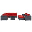 Modway Summon 10-Piece Aluminum and Rattan Patio Sectional Set in Canvas/Red