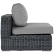Modway Summon Aluminum and Rattan Patio Armless Sofa Chair in Canvas/Gray
