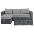 Modway Summon 3-Piece Aluminum Rattan Patio Sectional Set in Canvas/Gray