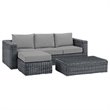 Modway Summon 3-Piece Aluminum Rattan Patio Sectional Set in Canvas/Gray