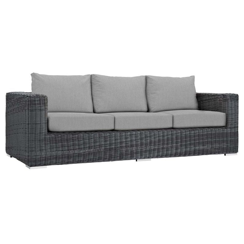 Modway Summon 3-Piece Aluminum Rattan Patio Sectional Set in Canvas/Gray