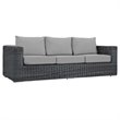 Modway Summon 3-Piece Aluminum Rattan Patio Sectional Set in Canvas/Gray