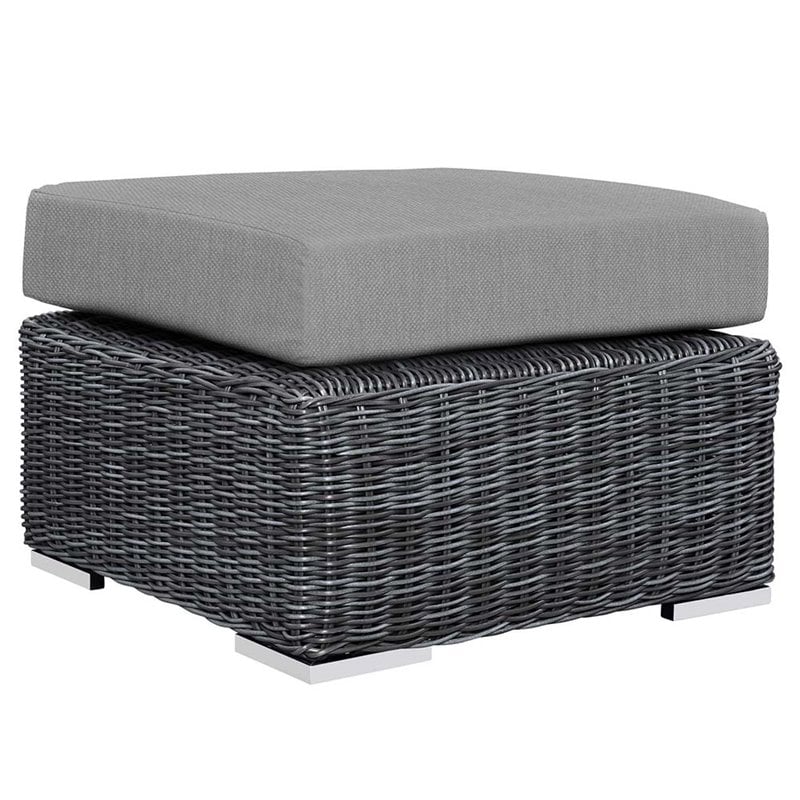 Modway Summon 3-Piece Aluminum Rattan Patio Sectional Set in Canvas/Gray