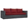 Modway Summon 3-Piece Aluminum Rattan Patio Sectional Set in Canvas/Red