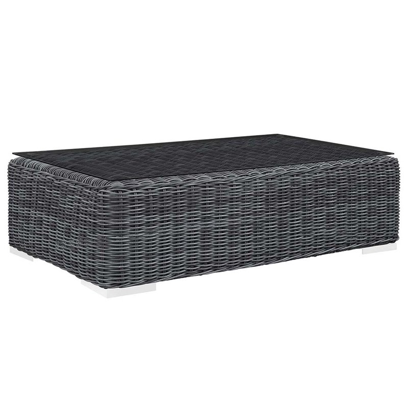 Modway Summon 3-Piece Aluminum Rattan Patio Sectional Set in Canvas/Red