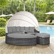 Modway Summon Canopy Rattan and Fabric Patio Daybed in Canvas/Gray