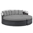 Modway Summon Canopy Rattan and Fabric Patio Daybed in Canvas/Gray