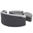Modway Summon Canopy Rattan and Fabric Patio Daybed in Canvas/Gray