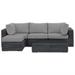 Modway Summon 5-Piece Aluminum and Rattan Patio Sectional Set in Canvas/Gray