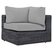 Modway Summon 5-Piece Aluminum and Rattan Patio Sectional Set in Canvas/Gray