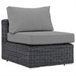 Modway Summon 5-Piece Aluminum and Rattan Patio Sectional Set in Canvas/Gray