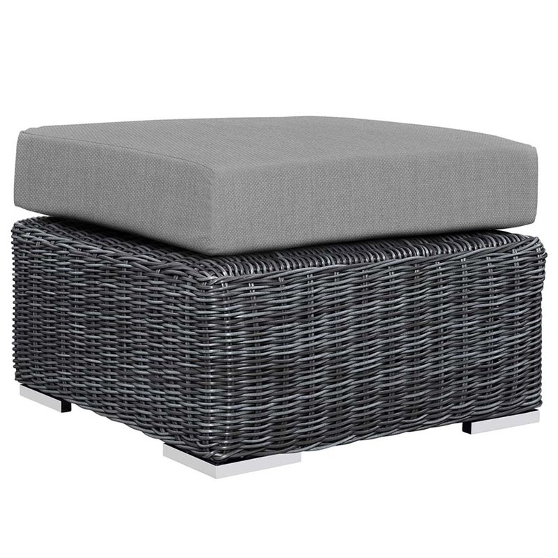 Modway Summon 5-Piece Aluminum and Rattan Patio Sectional Set in Canvas/Gray