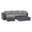 Modway Summon 5-Piece Aluminum and Rattan Patio Sectional Set in Canvas/Gray