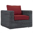 Modway Summon 5-Piece Aluminum and Rattan Patio Sectional Set - Canvas/Red