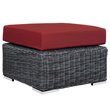Modway Summon 5-Piece Aluminum and Rattan Patio Sectional Set - Canvas/Red