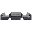 Modway Summon 5-Piece Aluminum and Rattan Patio Sectional Set - Canvas/Gray