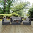 Modway Summon 5-Piece Aluminum and Rattan Patio Sectional Set - Canvas/Gray