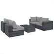 Modway Summon 5-Piece Aluminum and Rattan Patio Sectional Set - Canvas/Gray
