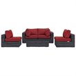 Modway Summon 5-Piece Aluminum Rattan Patio Sectional Set in Canvas/Red