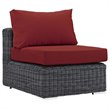 Modway Summon 5-Piece Aluminum Rattan Patio Sectional Set in Canvas/Red