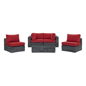 modway summon 5 piece patio sofa set in gray b