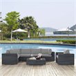 Modway Summon 7-Piece Aluminum Rattan Patio Sectional Set in Canvas/Gray