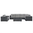 Modway Summon 7-Piece Aluminum Rattan Patio Sectional Set in Canvas/Gray
