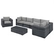 Modway Summon 7-Piece Aluminum Rattan Patio Sectional Set in Canvas/Gray