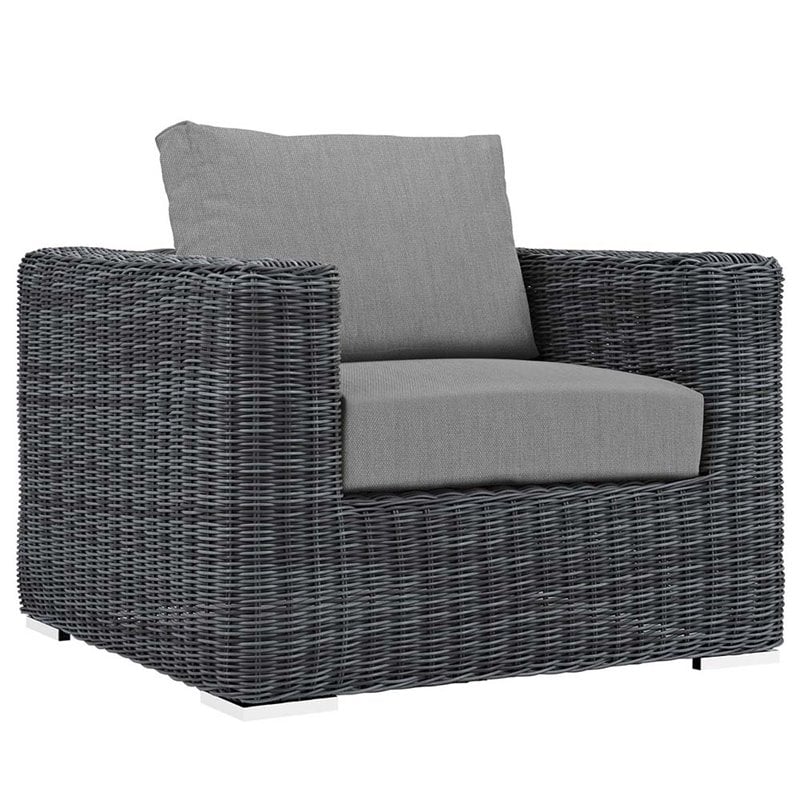 Modway Summon 7-Piece Aluminum Rattan Patio Sectional Set in Canvas/Gray