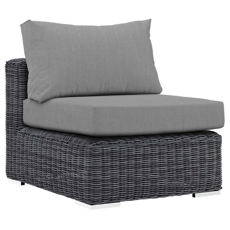 Modway Summon 7-Piece Aluminum Rattan Patio Sectional Set in Canvas/Gray
