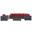 Modway Summon 7-Piece Aluminum Rattan Patio Sectional Set in Canvas/Red