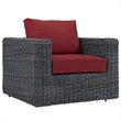 Modway Summon 7-Piece Aluminum Rattan Patio Sectional Set in Canvas/Red