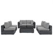 Modway Summon 7-Piece Aluminum and Rattan Patio Sectional Set in Canvas/Gray